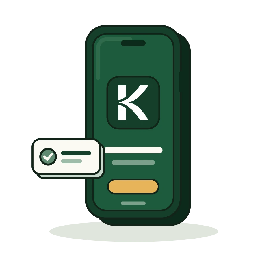 Illustration Handy mit Kovera-App